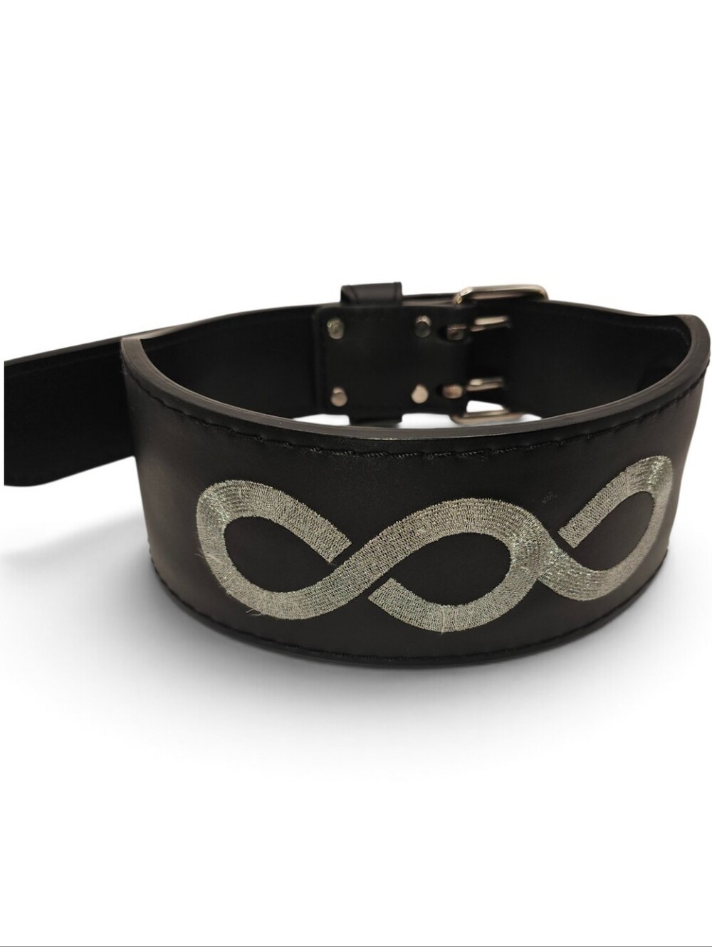 Leather Infinity Embroidered Weight Lifting Belt - Black, NWOT